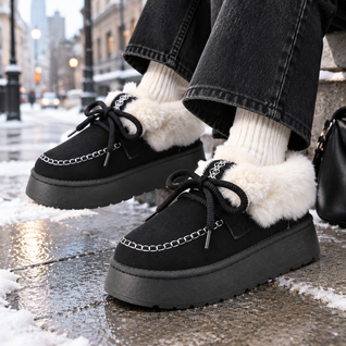 Fleece-Lined Platform Mule