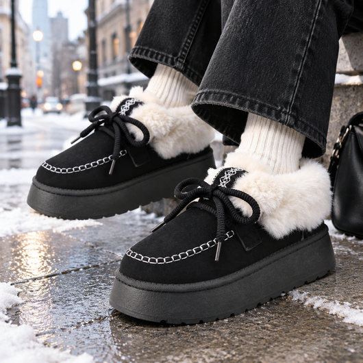 Fleece-Lined Platform Mule
