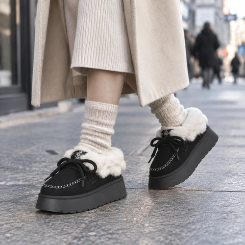 Fleece-Lined Platform Mule